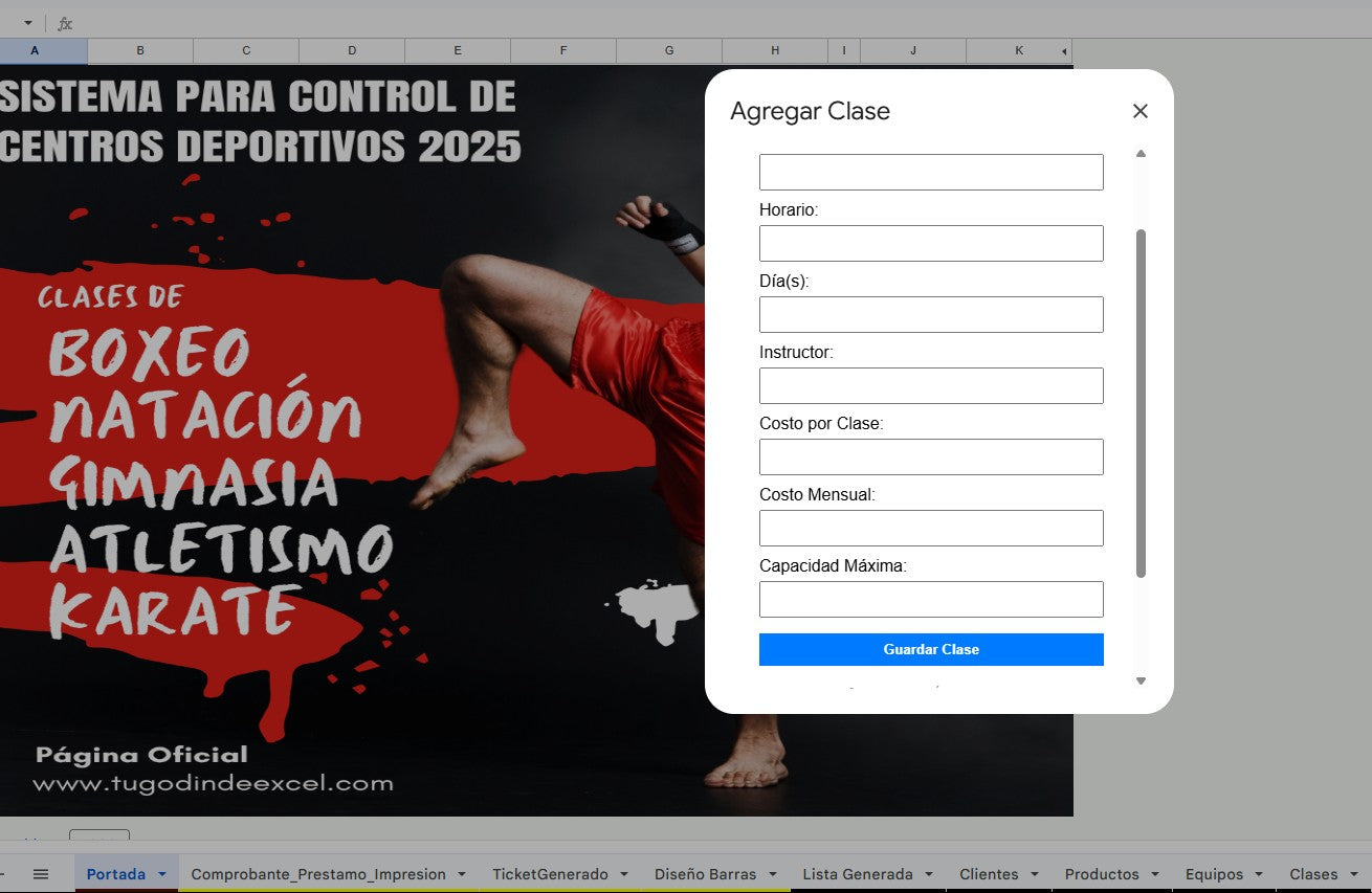 Sistema para Centro Deportivo en Google Sheets Permanente (Multiusuarios) 2025 (AppScript + HTML)