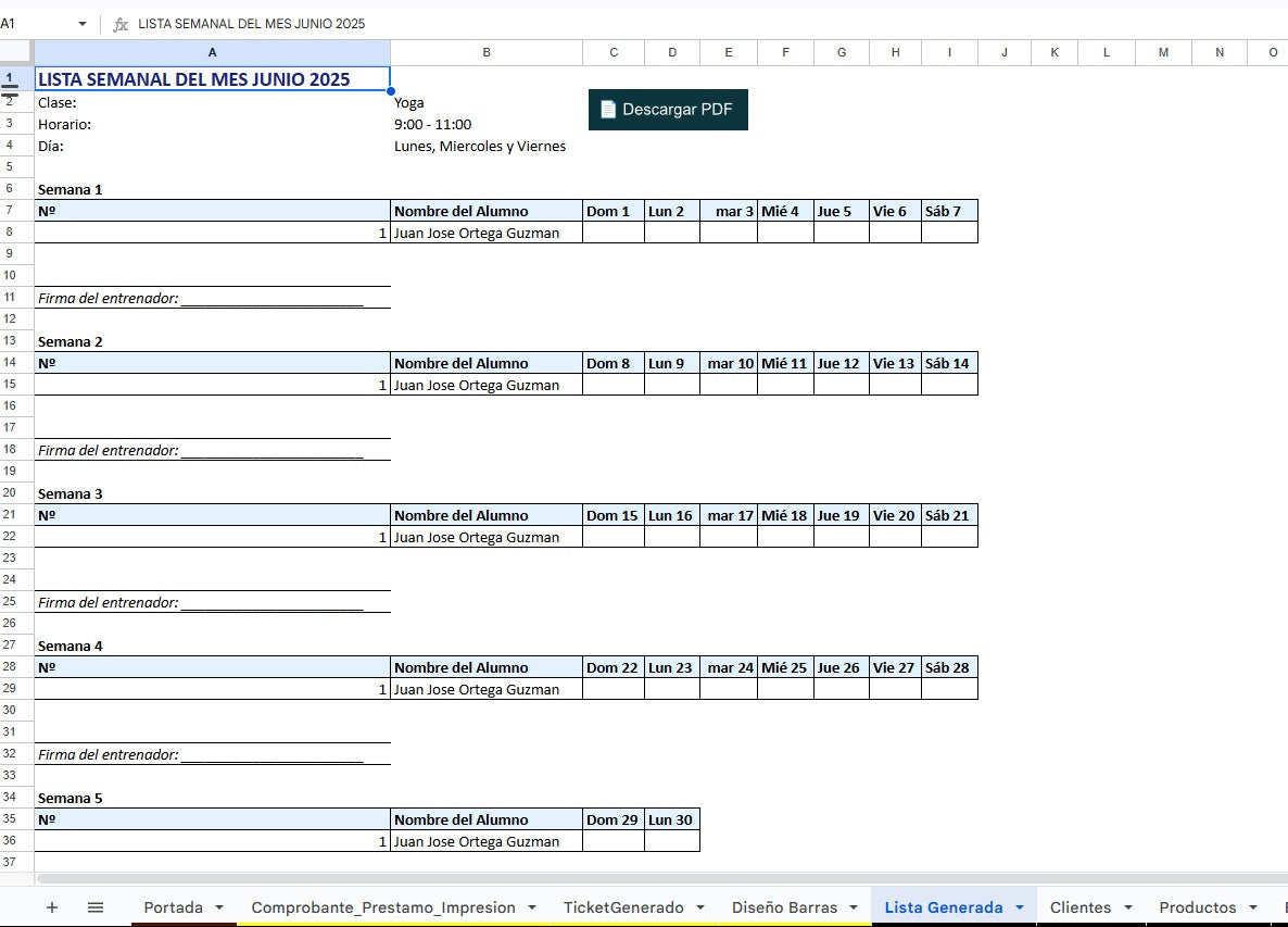 Sistema para Centro Deportivo en Google Sheets Permanente (Multiusuarios) 2025 (AppScript + HTML)