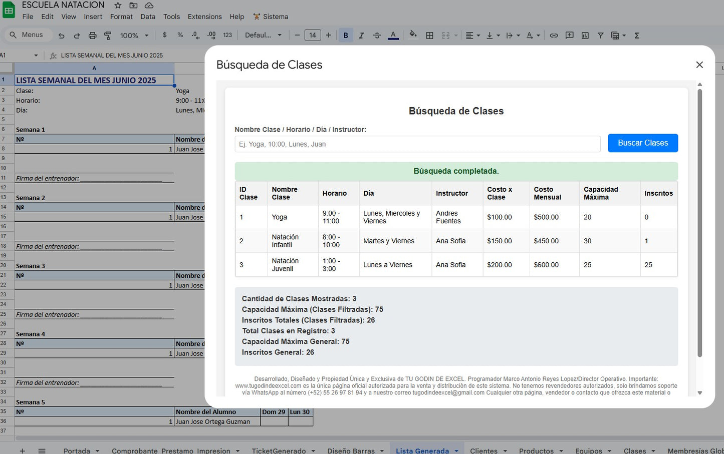 Sistema para Centro Deportivo en Google Sheets Permanente (Multiusuarios) 2025 (AppScript + HTML)