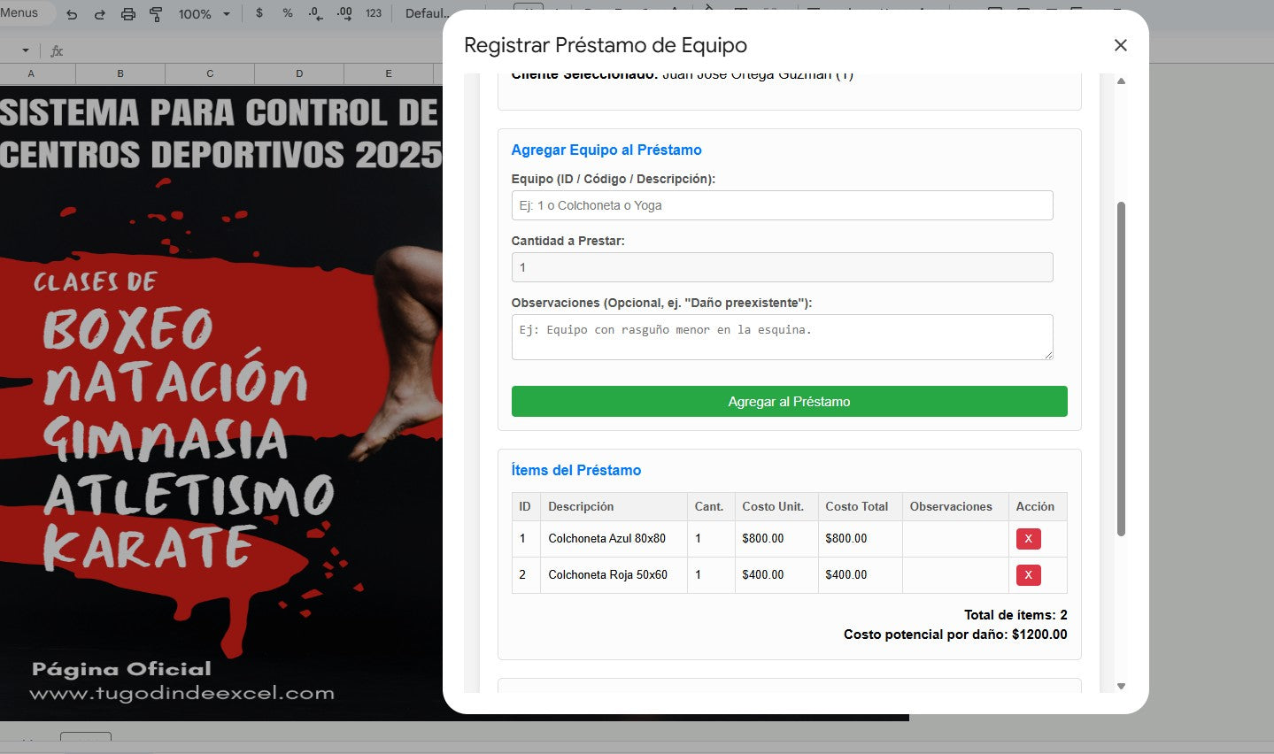 Sistema para Centro Deportivo en Google Sheets Permanente (Multiusuarios) 2025 (AppScript + HTML)
