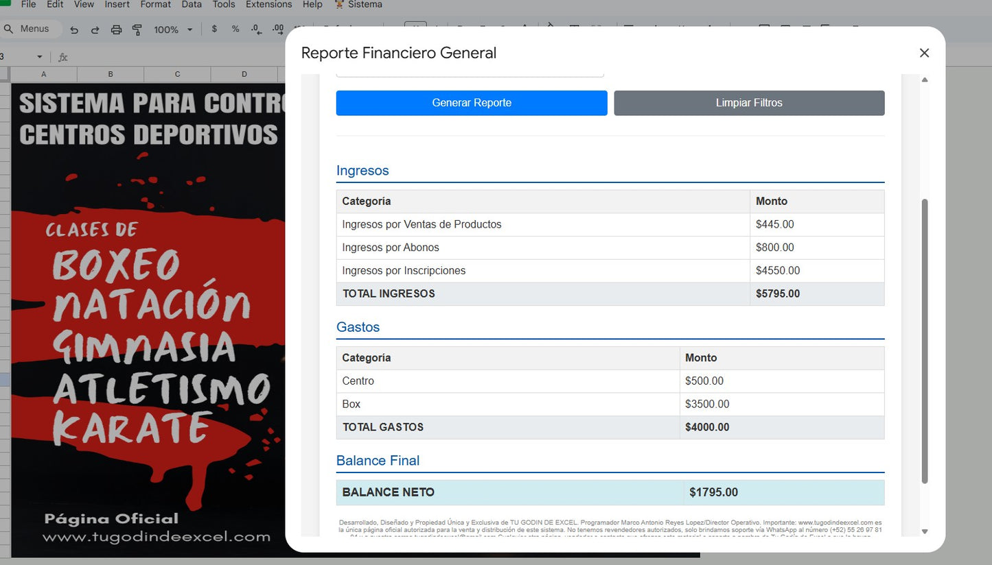 Sistema para Centro Deportivo en Google Sheets Permanente (Multiusuarios) 2025 (AppScript + HTML)