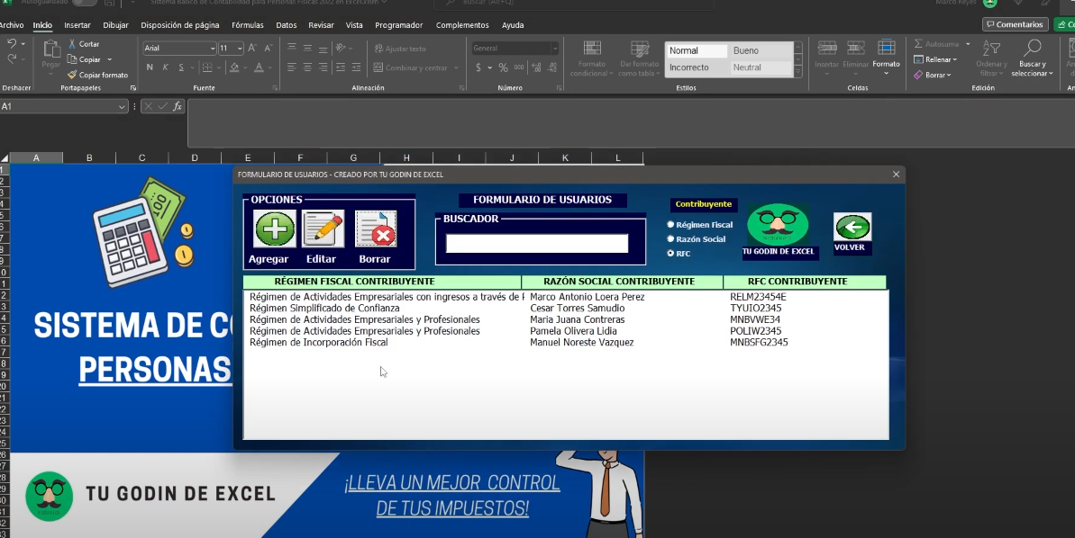 Sistema Contable para Personas Físicas en Excel 2022