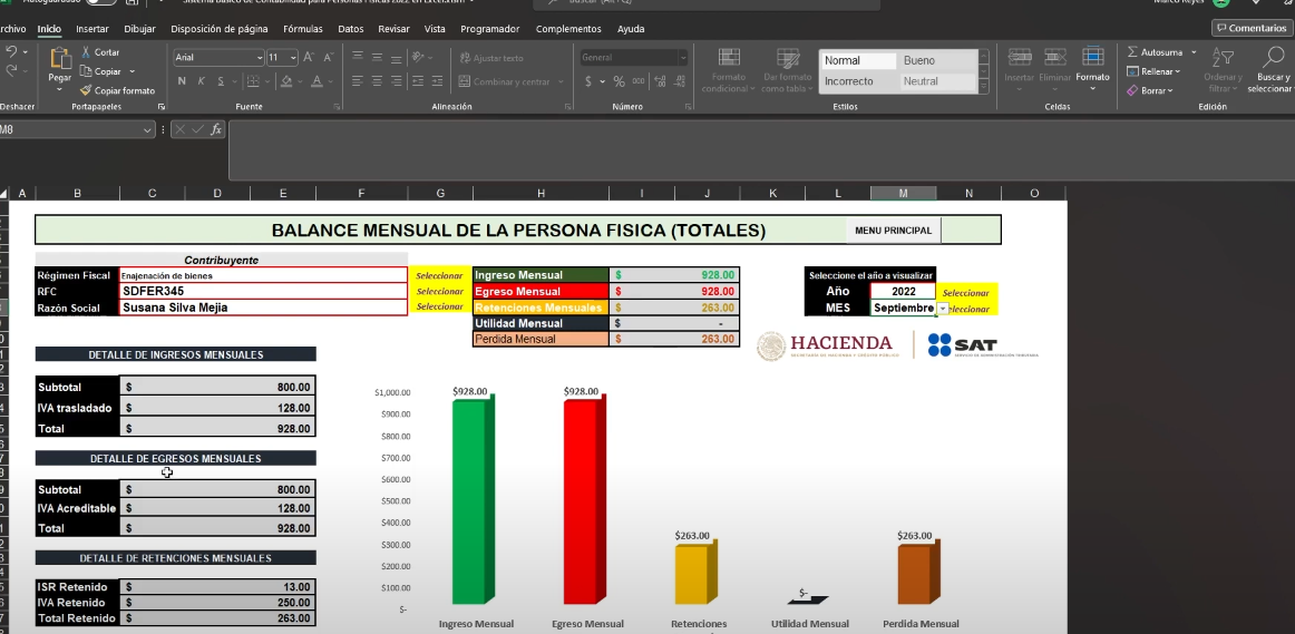 Sistema Contable para Personas Físicas en Excel 2022