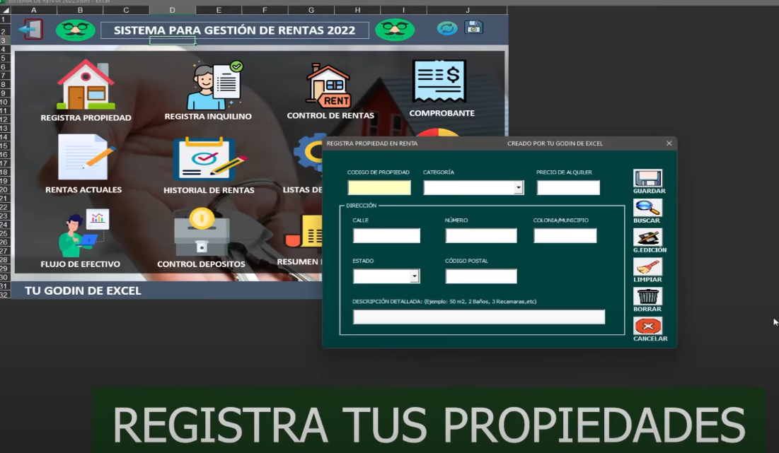 Sistema Para Gestión de Rentas en Excel 2022
