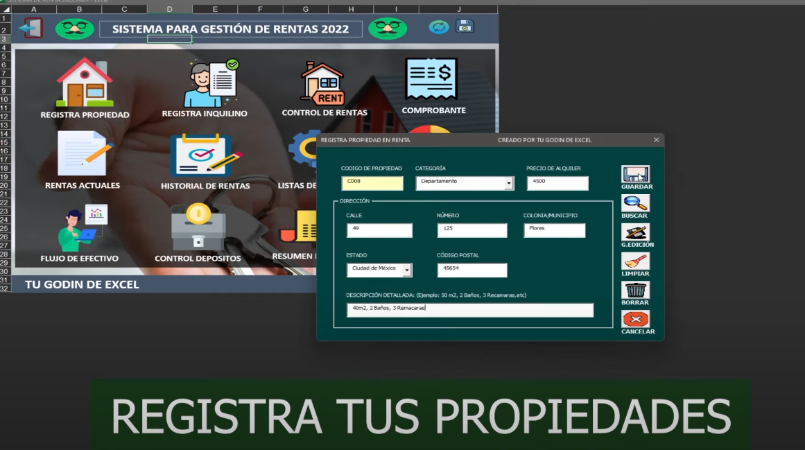 Sistema Para Gestión de Rentas en Excel 2022