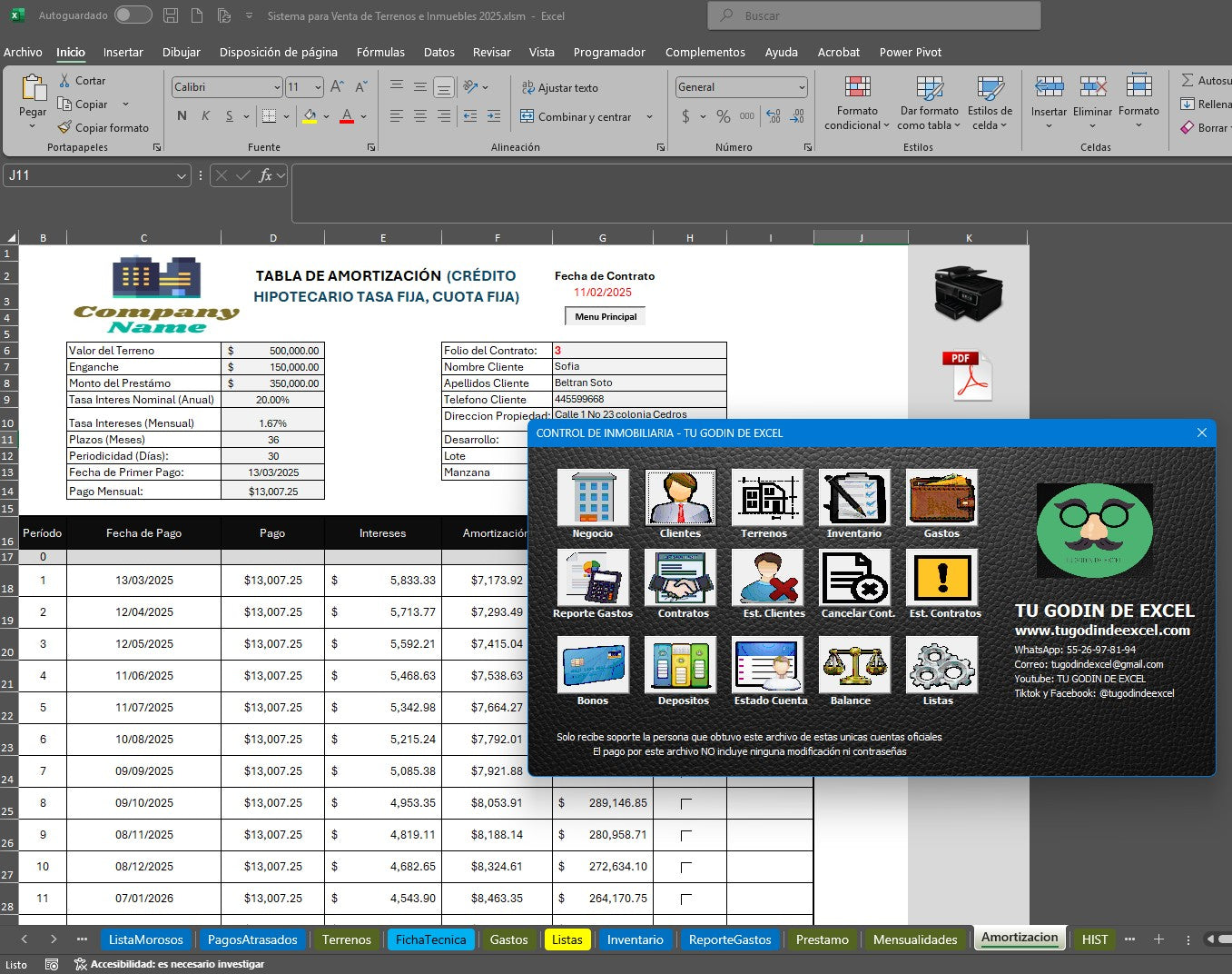 Sistema para Venta de Terrenos y Propiedades 2025 en Excel
