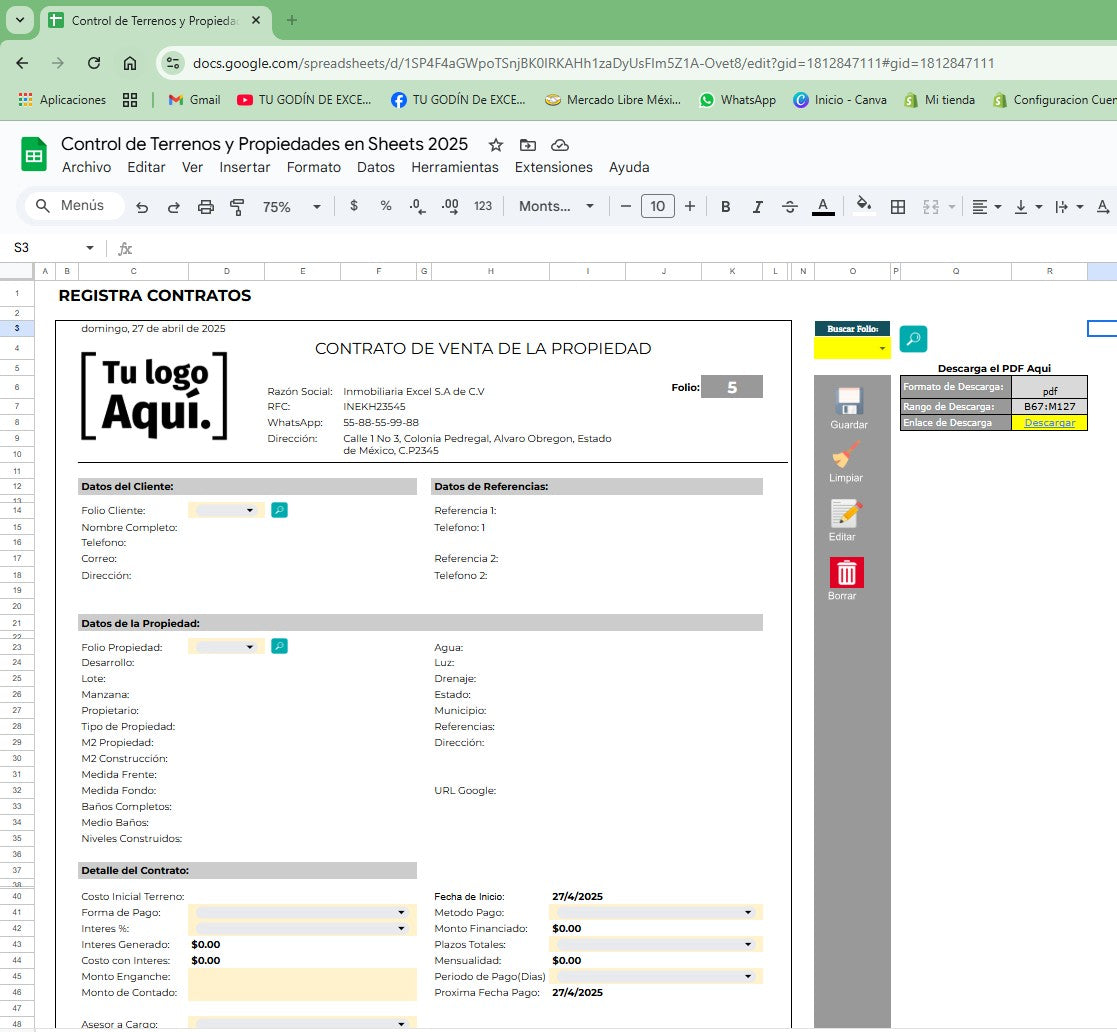 Sistema para Venta de Terrenos y Propiedades en Google Sheets 2025 (Multiusuarios)