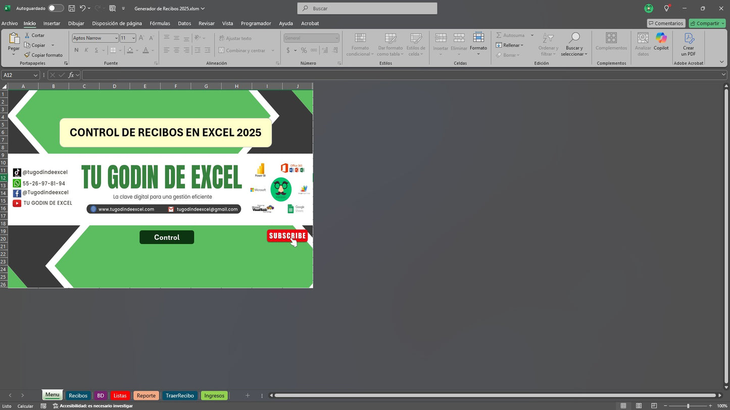 Sistema para Control de Recibos en Excel 2025