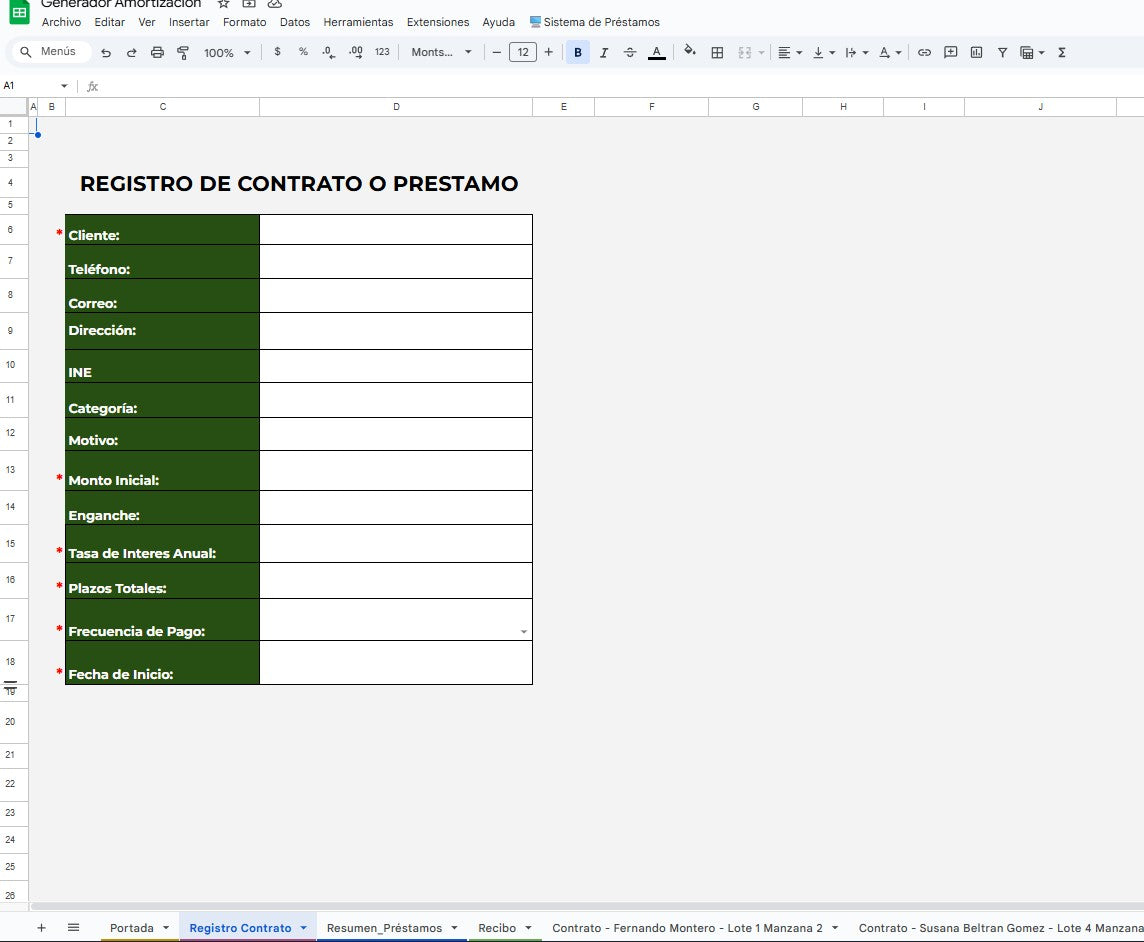 Sistema Generador de Tablas de Amotización 2025 en Google Sheets