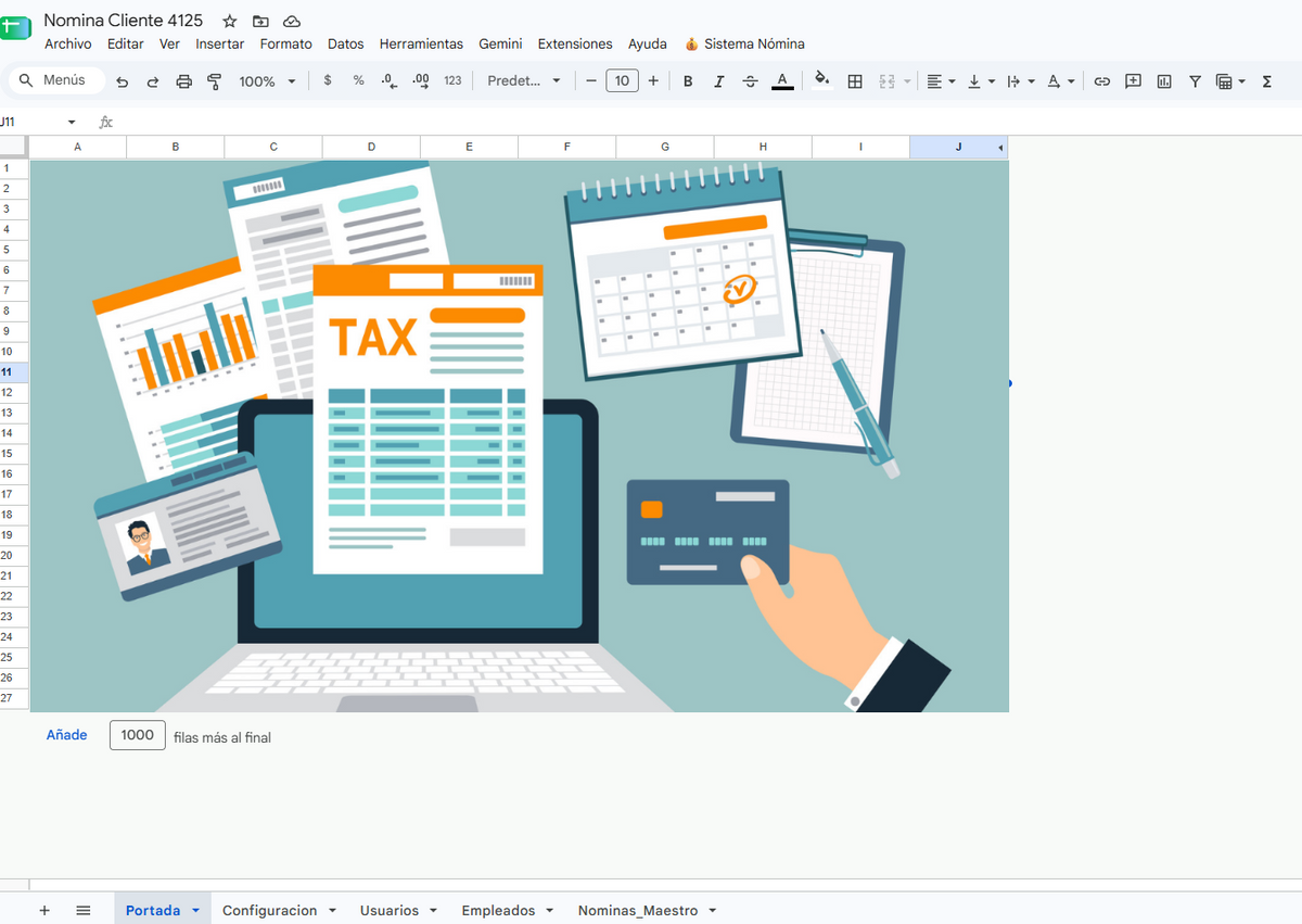 SERVICIO DE TRANSFORMACIÓN DE PLANTILLA DE NÓMINA EN APLICATIVO WEB EN GOOGLE SHEETS (Leer descripción)