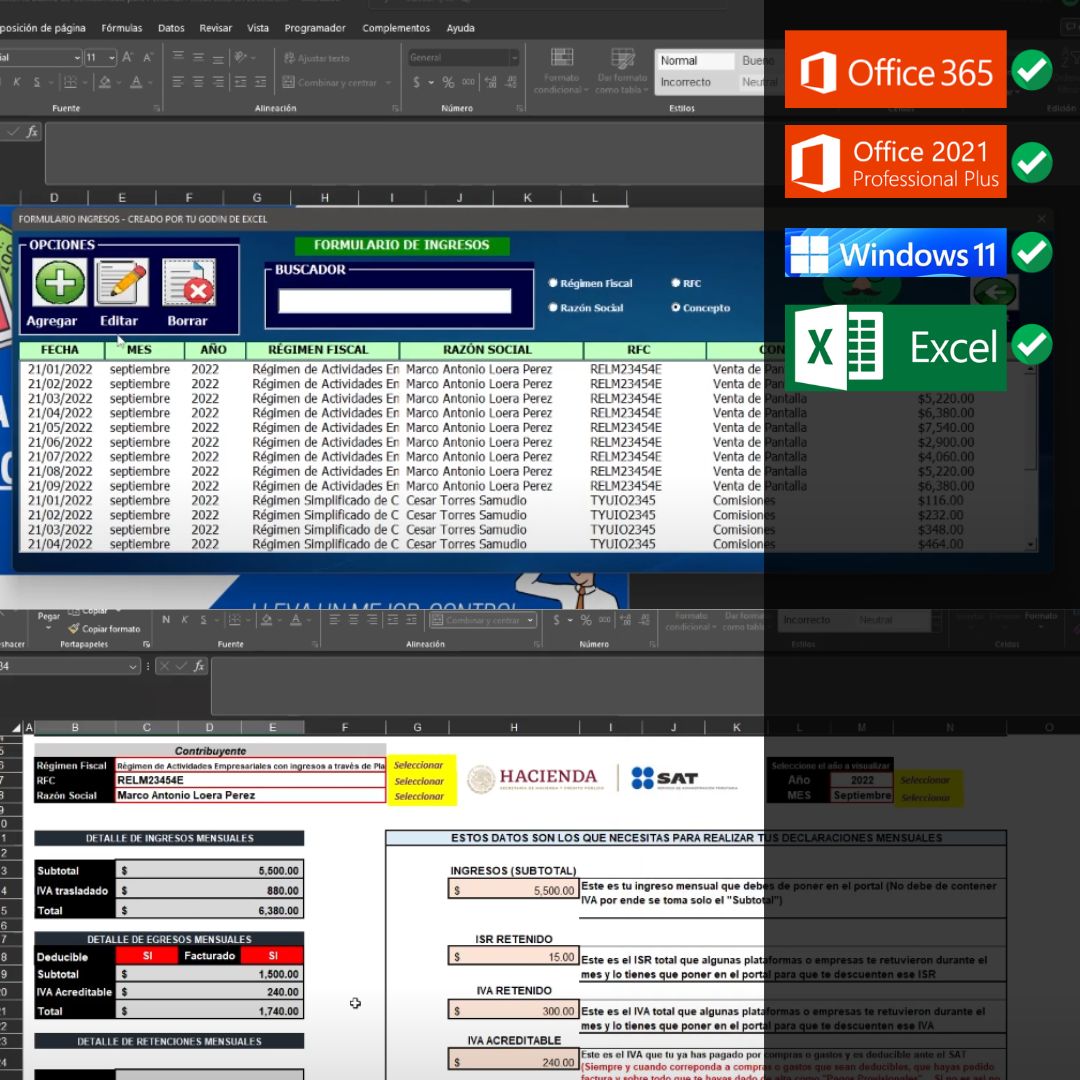 Sistema Contable para Personas Físicas en Excel 2022