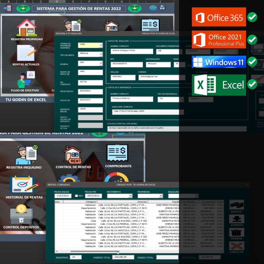 Sistema Para Gestión de Rentas en Excel 2022