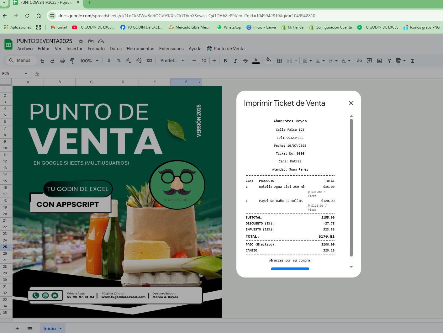 Punto de Venta 2025 Pro MultiUsuarios en Google Sheets ¡Permanente!
