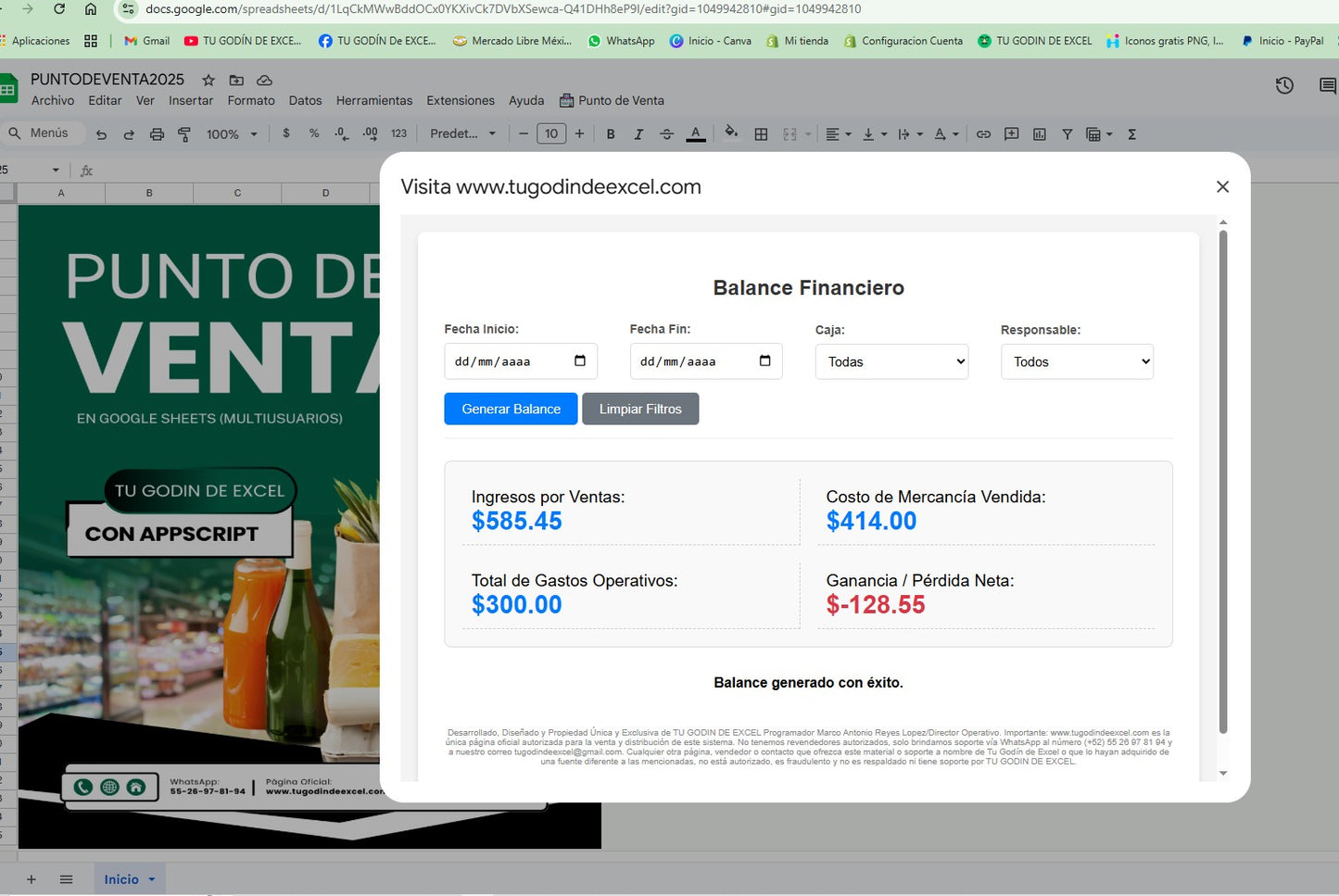 Punto de Venta 2025 Pro MultiUsuarios en Google Sheets ¡Permanente!