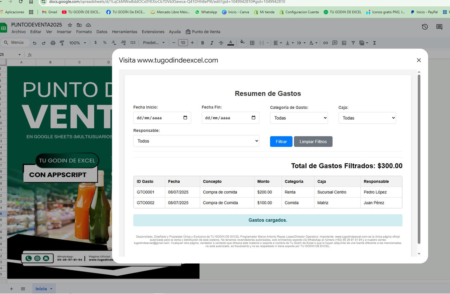 Punto de Venta 2025 Pro MultiUsuarios en Google Sheets ¡Permanente!
