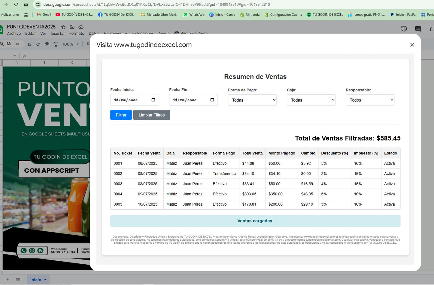 Punto de Venta 2025 Pro MultiUsuarios en Google Sheets ¡Permanente!