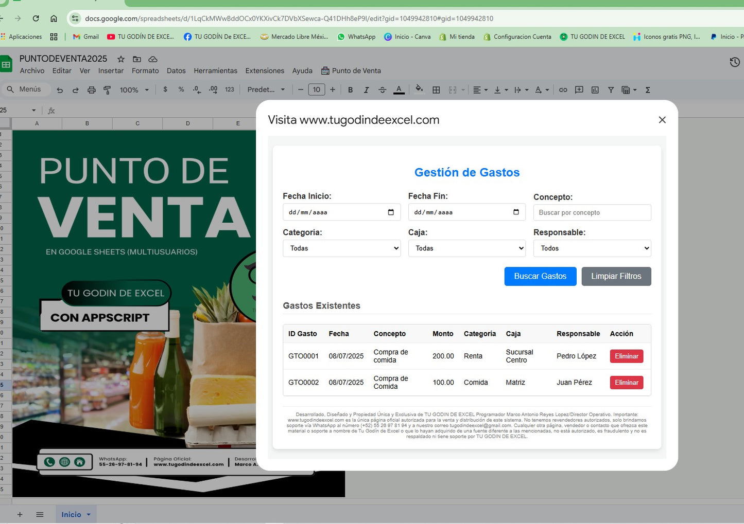 Punto de Venta 2025 Pro MultiUsuarios en Google Sheets ¡Permanente!