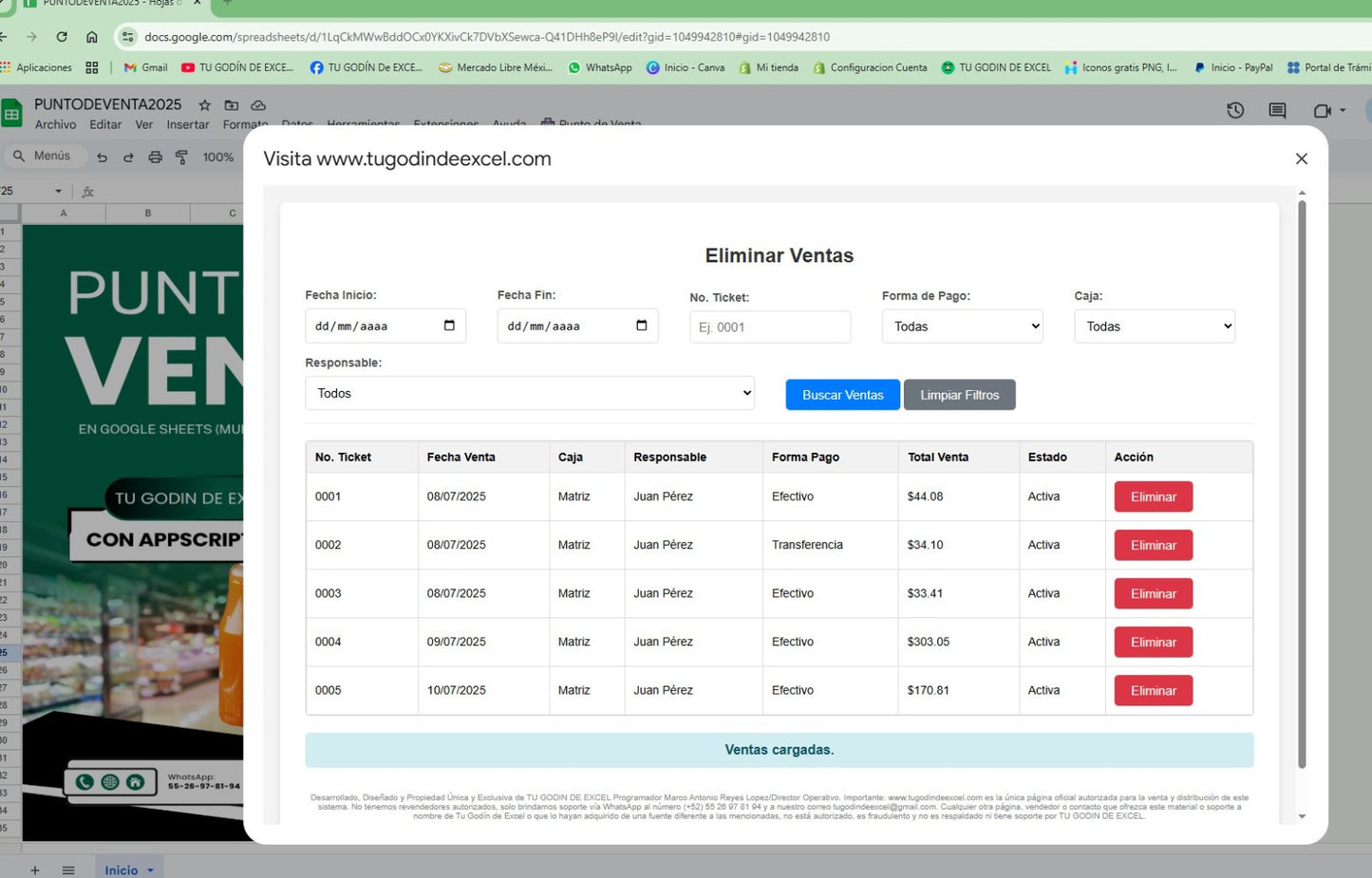 Punto de Venta 2025 Pro MultiUsuarios en Google Sheets ¡Permanente!