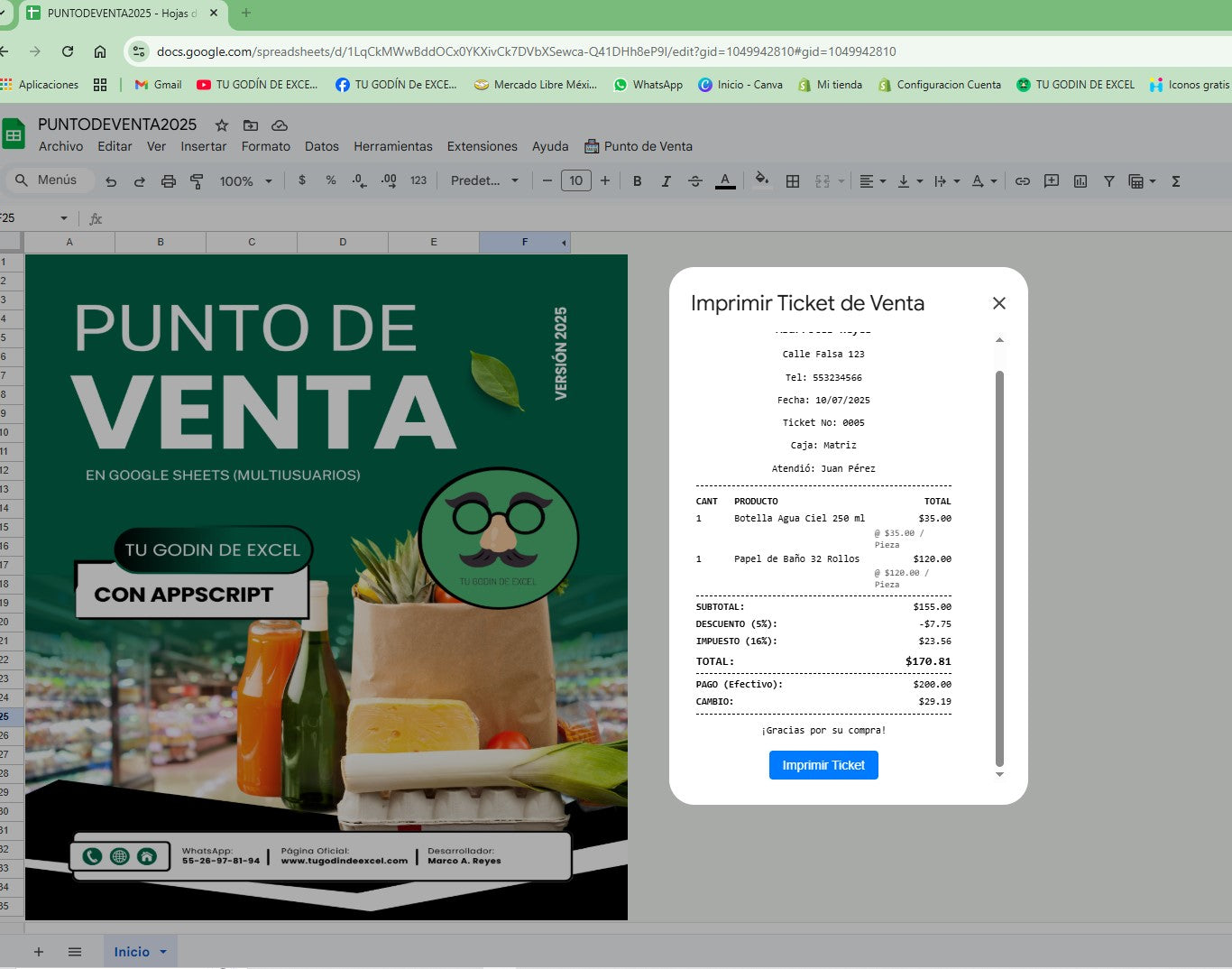 Punto de Venta 2025 Pro MultiUsuarios en Google Sheets ¡Permanente!