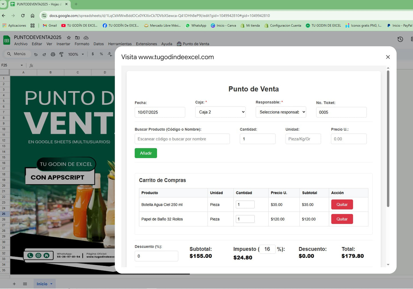 Punto de Venta 2025 Pro MultiUsuarios en Google Sheets ¡Permanente!