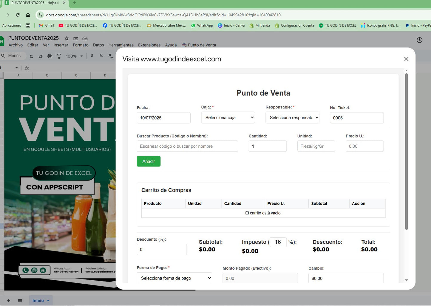 Punto de Venta 2025 Pro MultiUsuarios en Google Sheets ¡Permanente!