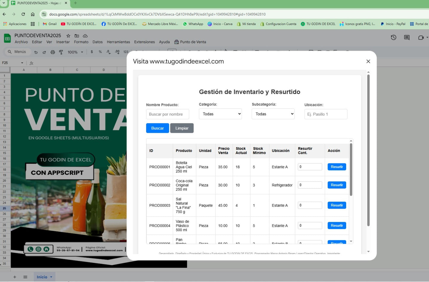 Punto de Venta 2025 Pro MultiUsuarios en Google Sheets ¡Permanente!