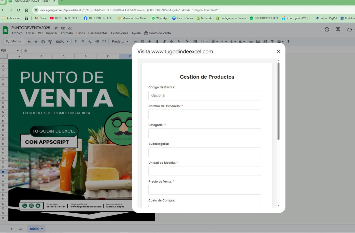 Punto de Venta 2025 Pro MultiUsuarios en Google Sheets ¡Permanente!