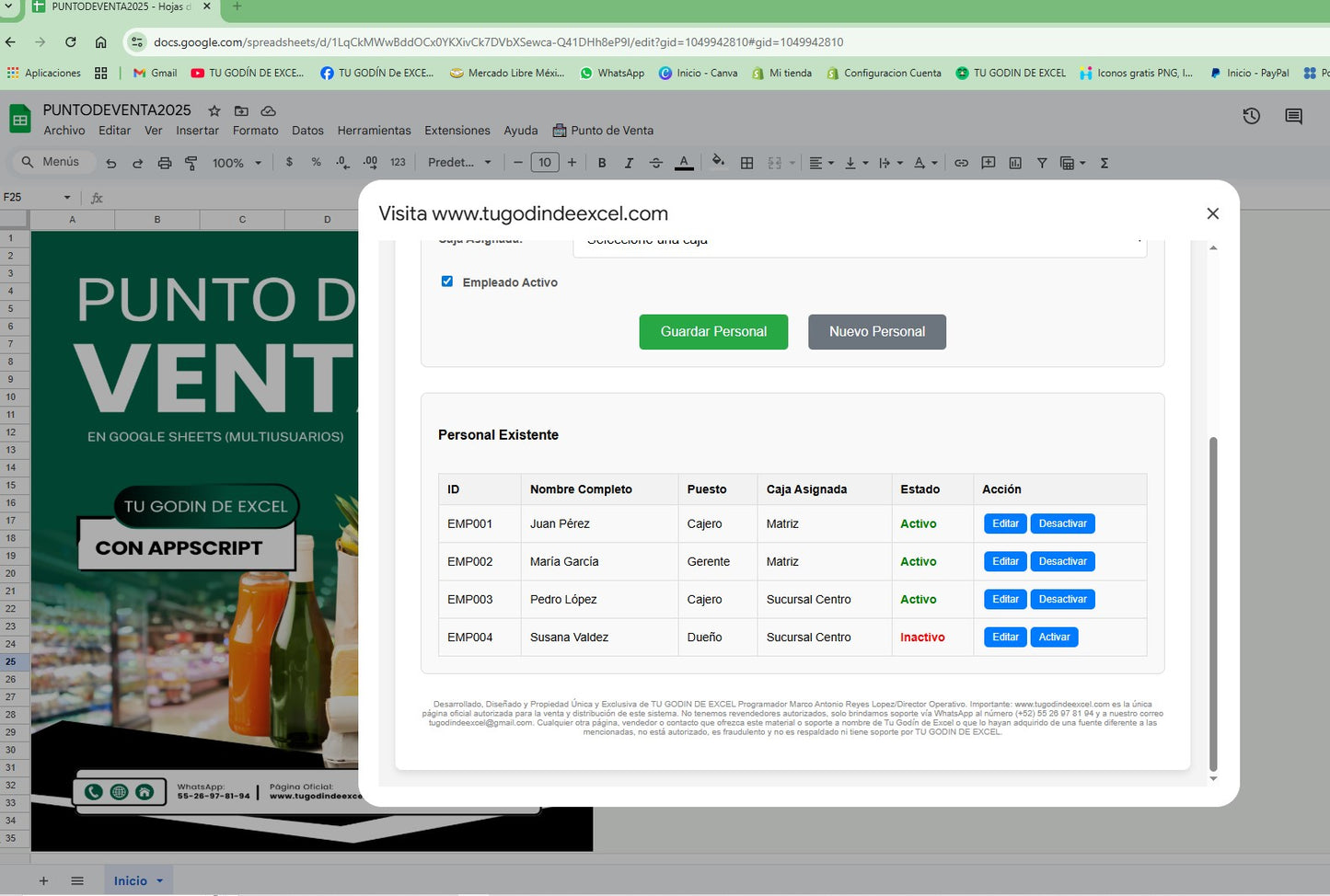 Punto de Venta 2025 Pro MultiUsuarios en Google Sheets ¡Permanente!