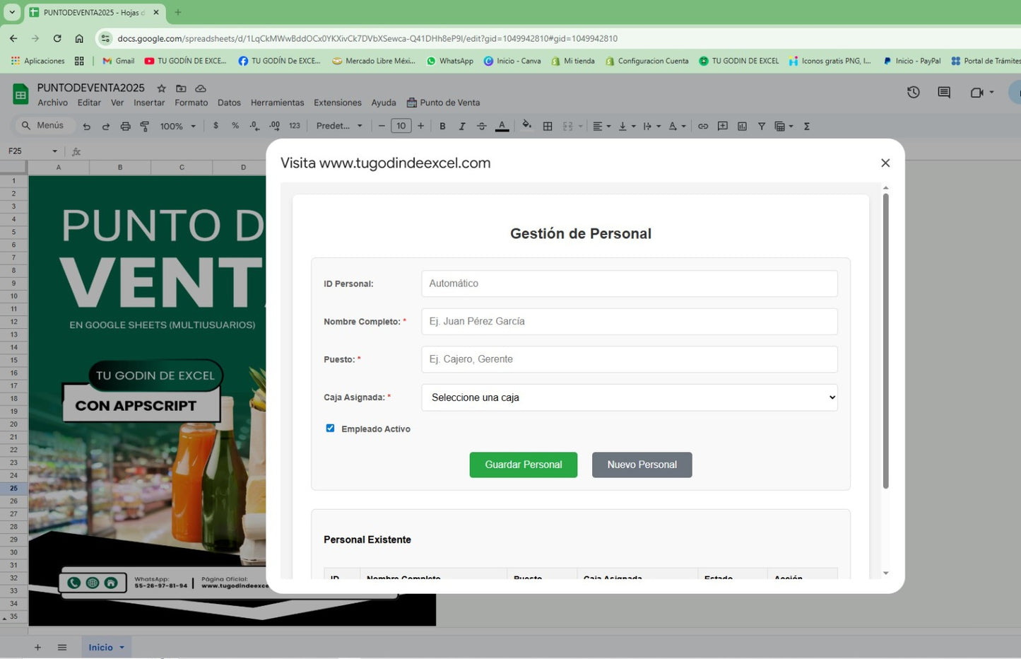 Punto de Venta 2025 Pro MultiUsuarios en Google Sheets ¡Permanente!