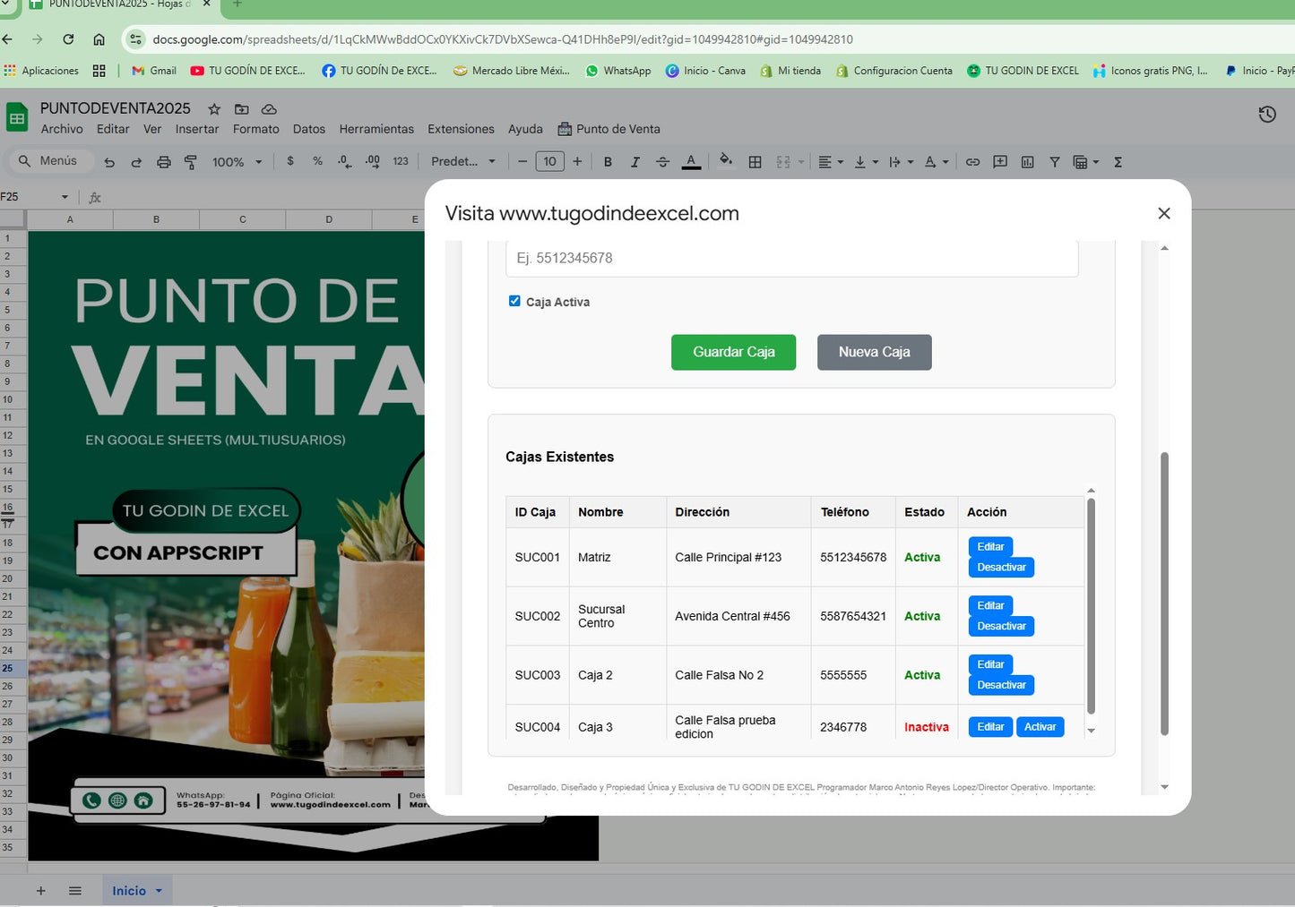 Punto de Venta 2025 Pro MultiUsuarios en Google Sheets ¡Permanente!