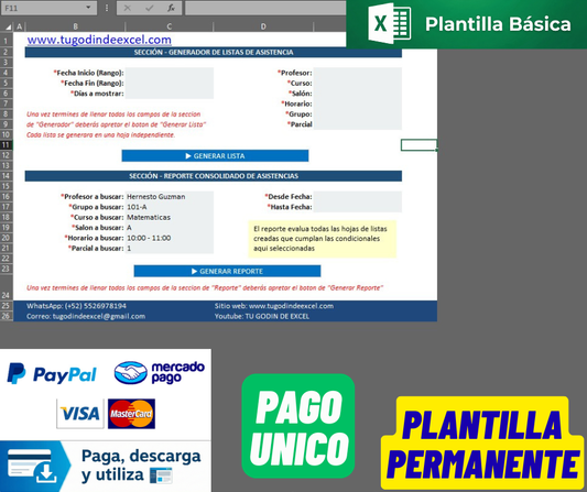 Formato Básico Plantilla Control de Asistencias en Excel con VBA
