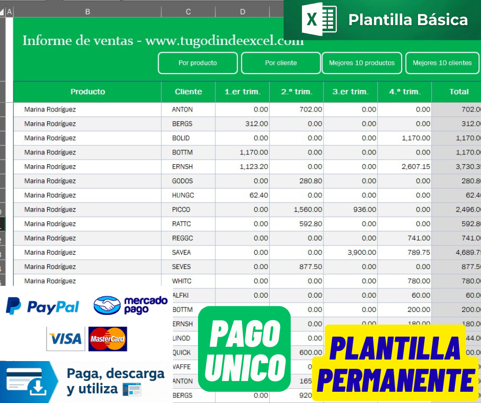 Formato Básico para Reporte de Ventas en Excel