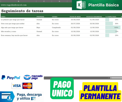 Formato Básico para Seguimiento de Tareas en Excel