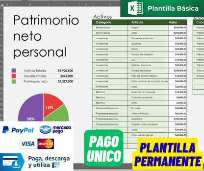 Formato Básico de Patrimonio Neto en Excel