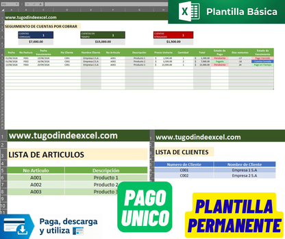 Formato Básico para Cuentas por Cobrar en Excel