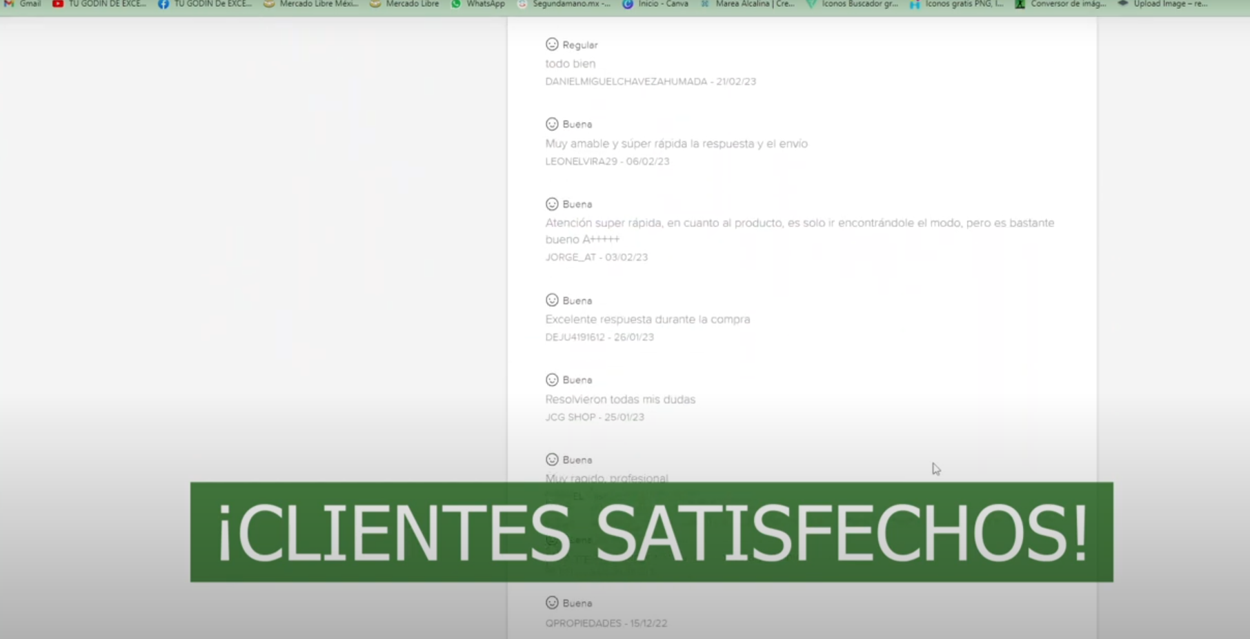 Cargar video: Clientes Satisfechos