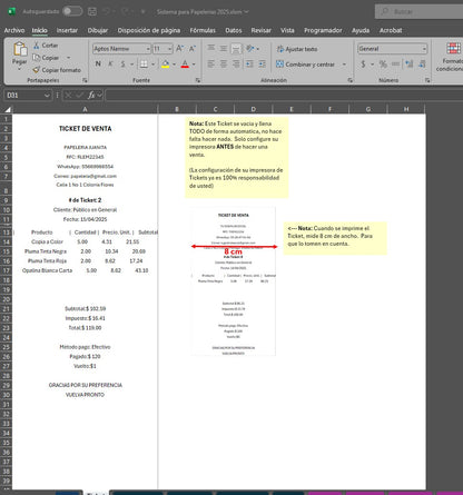 Punto de Venta para Papelerias 2025 en Excel