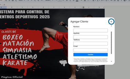 Sistema para Centro Deportivo en Google Sheets Permanente (Multiusuarios) 2025 (AppScript + HTML)