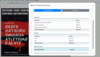 Sistema para Centro Deportivo en Google Sheets Permanente (Multiusuarios) 2025 (AppScript + HTML)