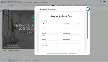 Generador de Recibos de Pago 2025 en Google Sheets Multiusuario