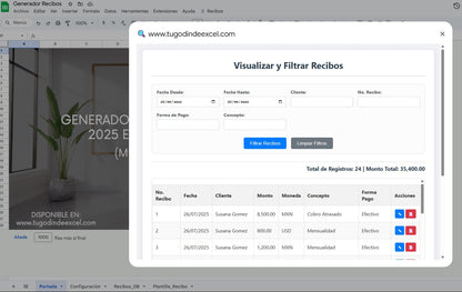 Generador de Recibos de Pago 2025 en Google Sheets Multiusuario