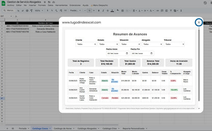 Sistema para Gestión de Despacho de Abogados 2025 en Google Sheets Multiusuarios