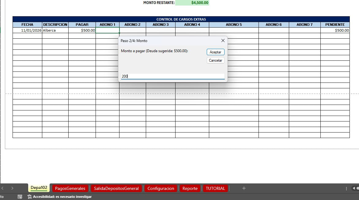 Bitacora para Control de Rentas de Propiedades en Excel 2026 V.2 (Windows/MAC)