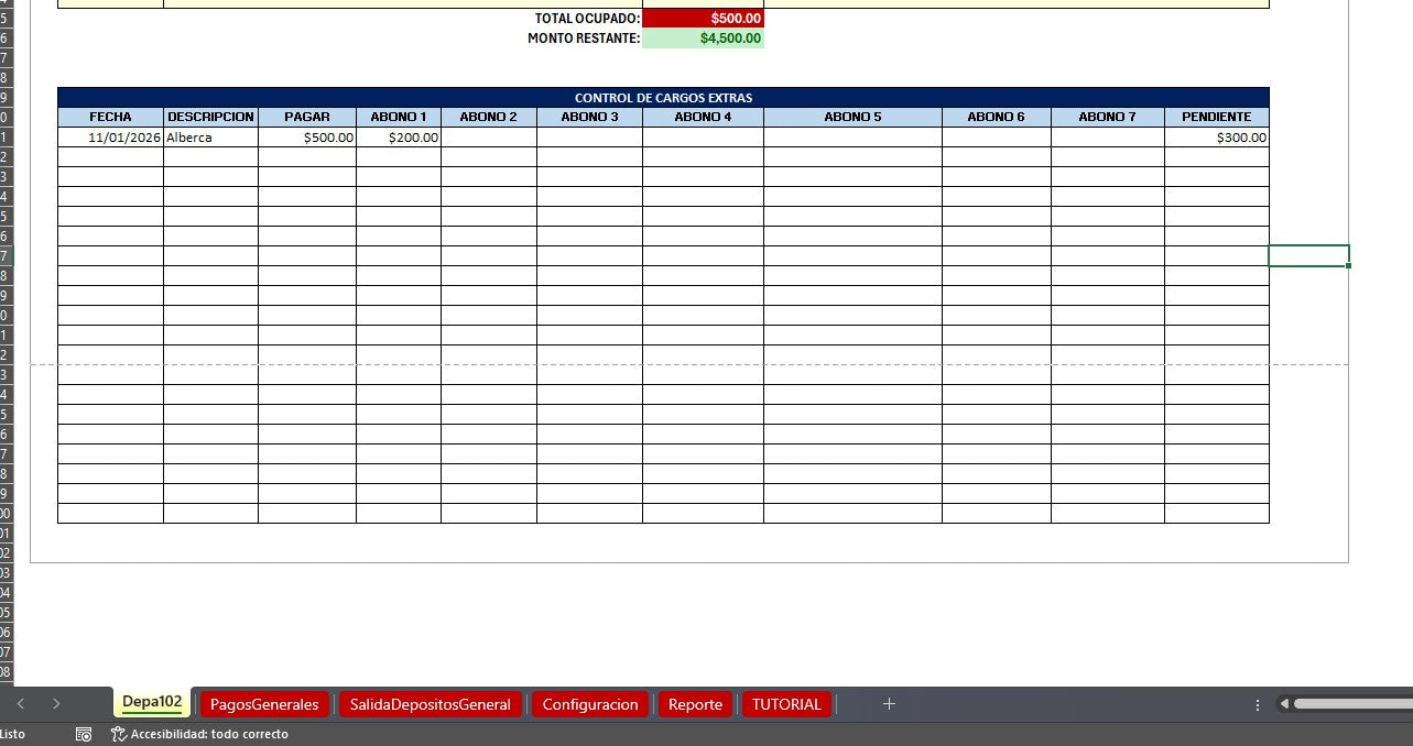 Bitacora para Control de Rentas de Propiedades en Excel 2026 V.2 (Windows/MAC)