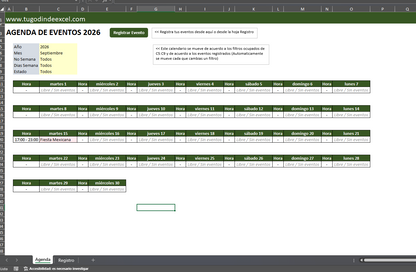 Agenda/Calendario de Eventos en Excel con VBA 2026