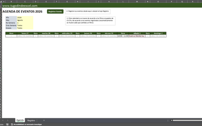 Agenda/Calendario de Eventos en Excel con VBA 2026