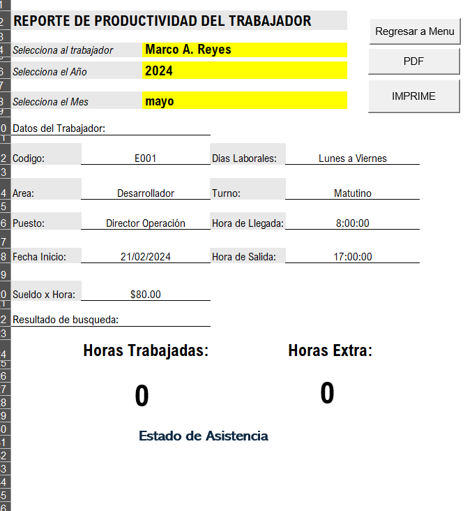 Registro de Trabajadores y Horas de Trabajo en Excel 2024