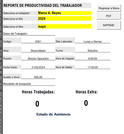 Registro de Trabajadores y Horas de Trabajo en Excel 2024