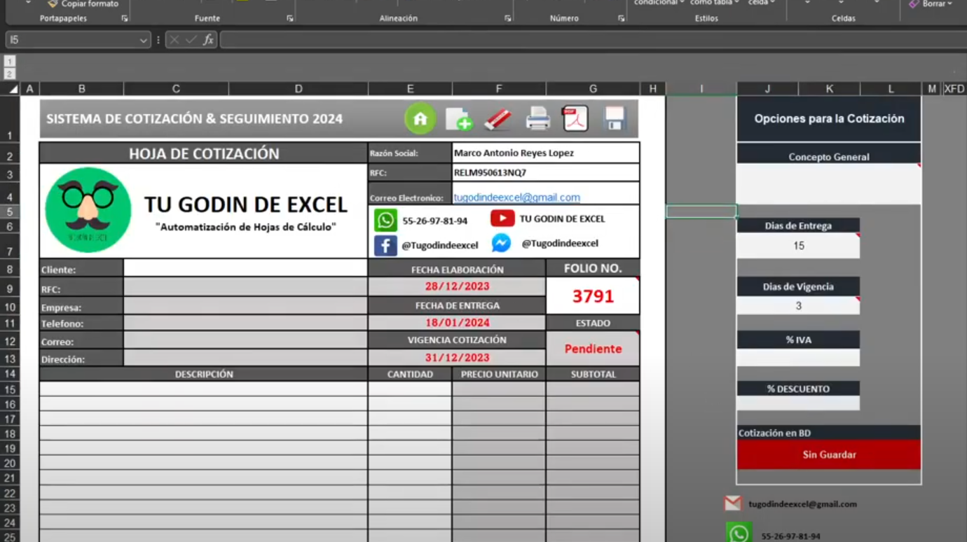 Sistema de Cotización y Seguimiento en Excel 2024