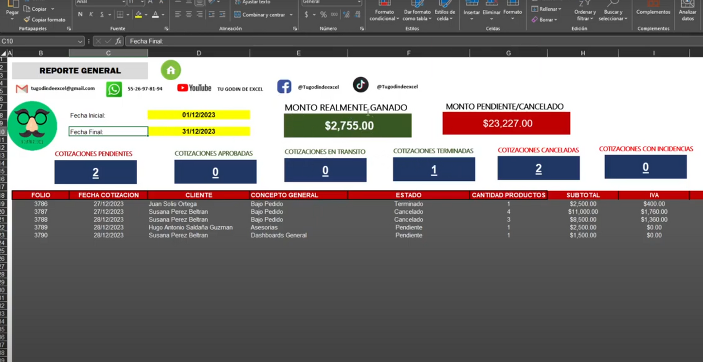 Sistema de Cotización y Seguimiento en Excel 2024